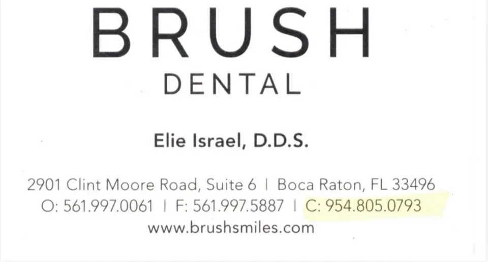 Business card for Brush Dental