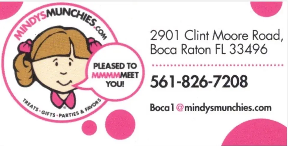 Business card for Mindys Munchies