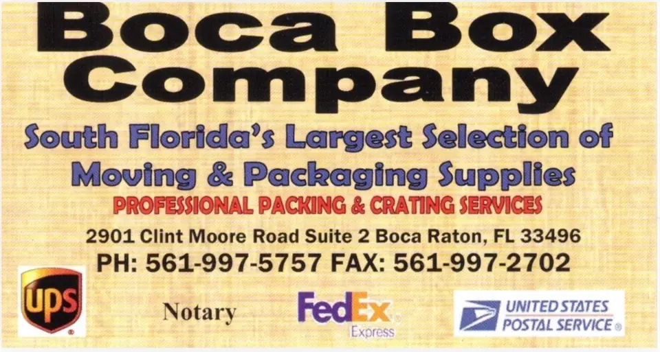 Business card for Boca Box Company