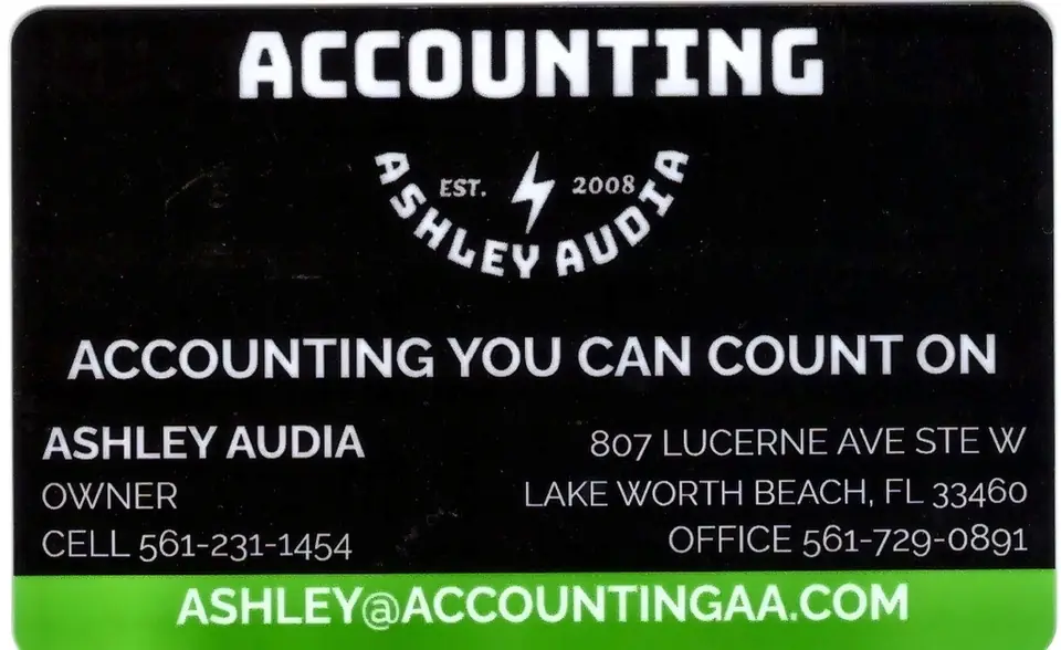 Business card for Accounting By Ashley Audia