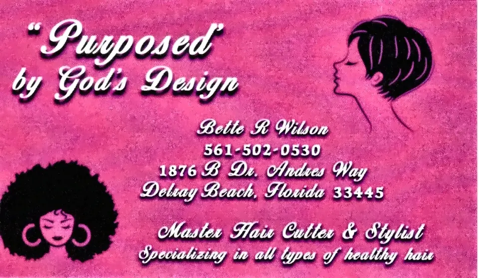 Business card for Purpose by God's Design