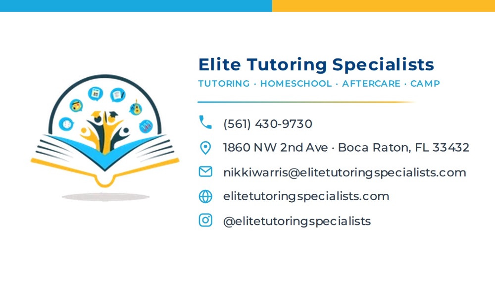 Business card for Elite Tutoring Specialists