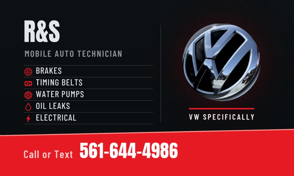 Business card for R&S Mobile Automotive Services
