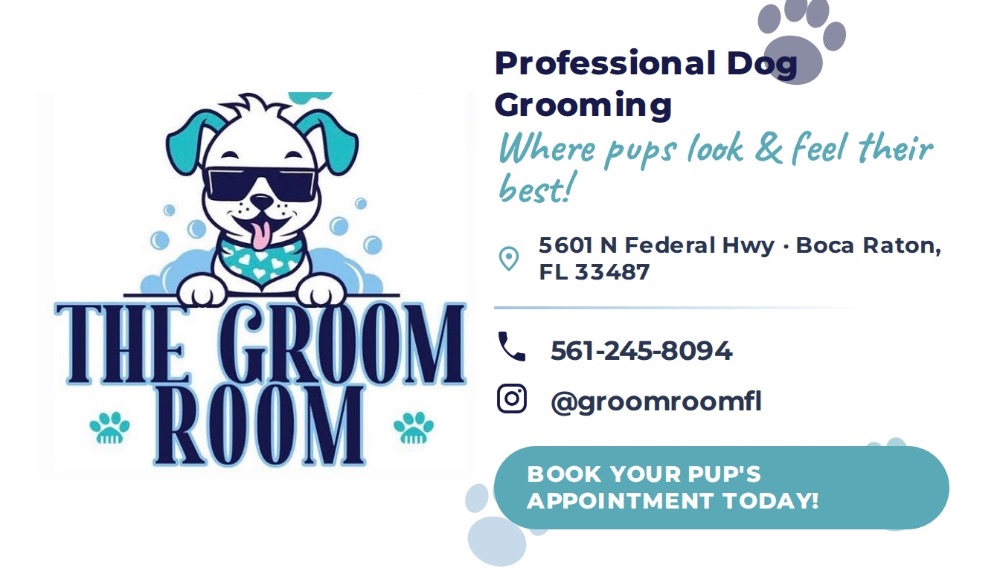 Business card for The Groom Room