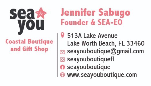 Business card for Sea You Boutique