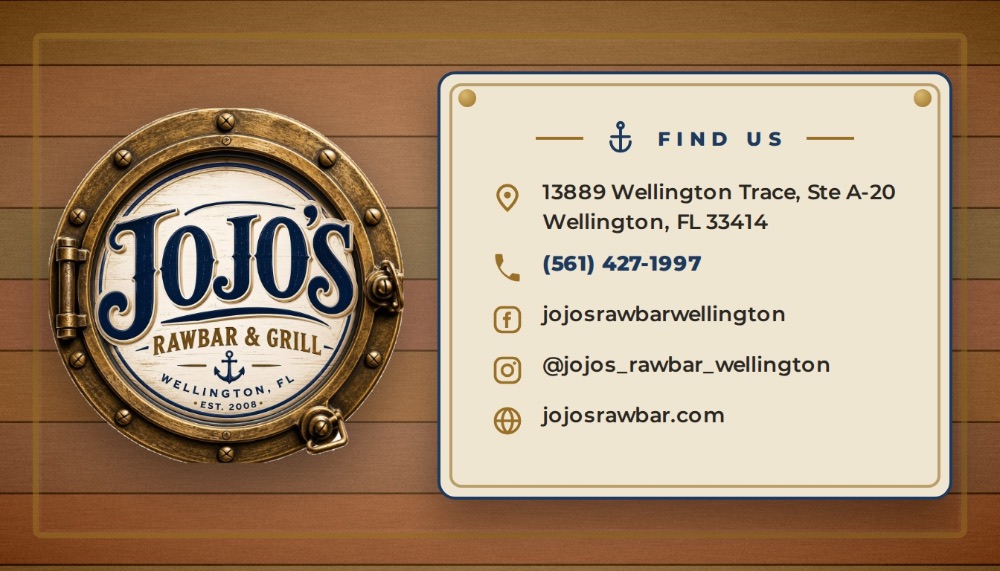 Business card for JoJo's Rawbar & Grill