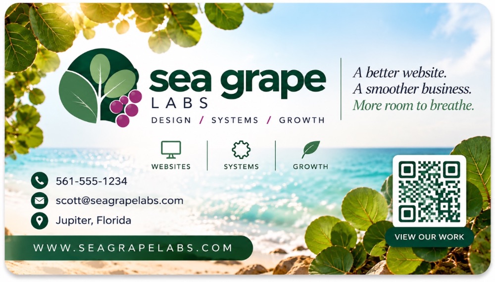 Business card for Sea Grape Labs LLC in Jupiter, FL