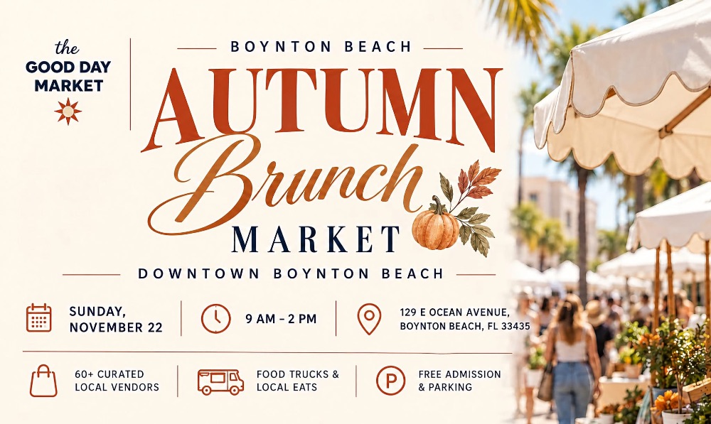 Flyer for Autumn Brunch Market in Downtown Boynton Beach